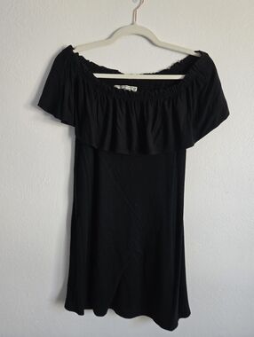 Abercrombie & Fitch Black One-Shoulder Ruffle Dress SMALL
